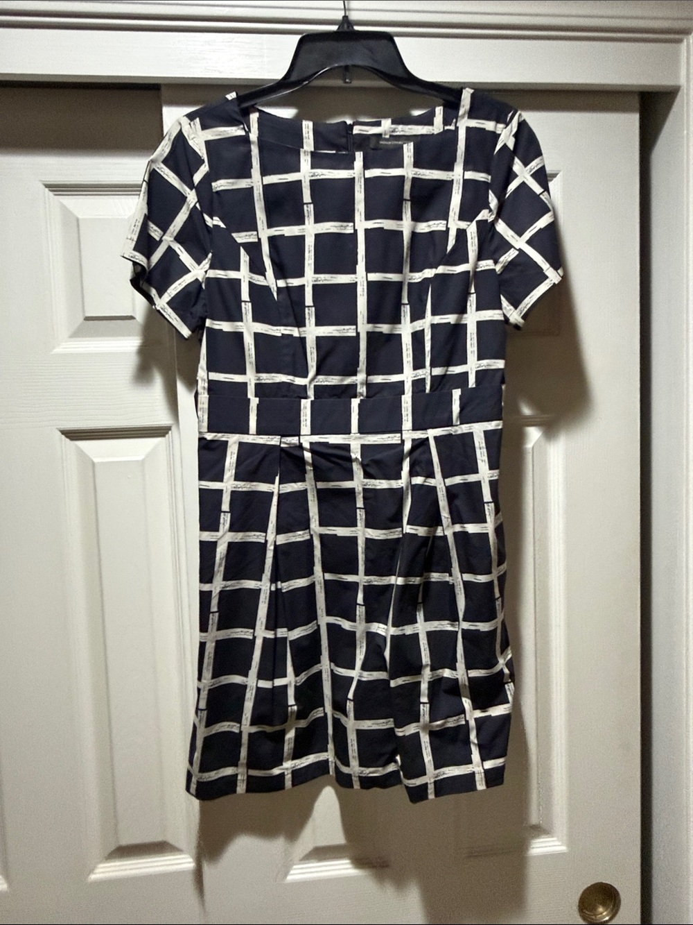 French Connection Classic Black and White Grid Short Sleeve Dress